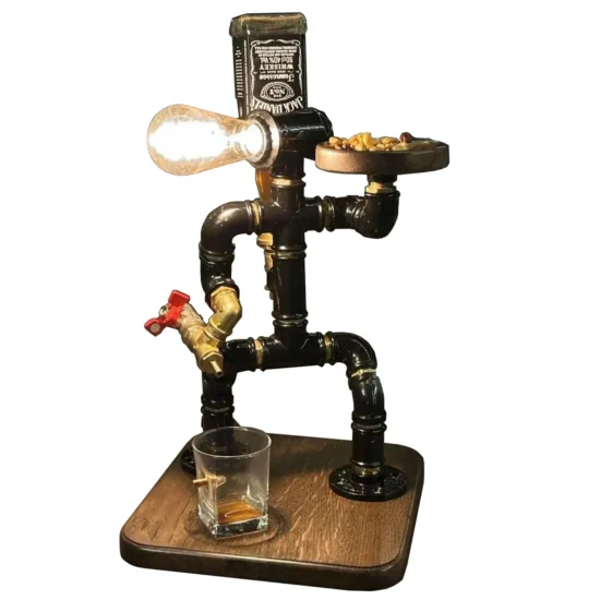 Whisky Spender Mann mit Lampe und Servierständer