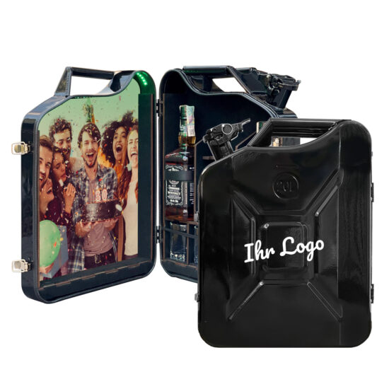 Personalisierte Kanister Bar 20 L Halb Tür mit Ihrem Logo & Fotodruck - Geschenk für Männer